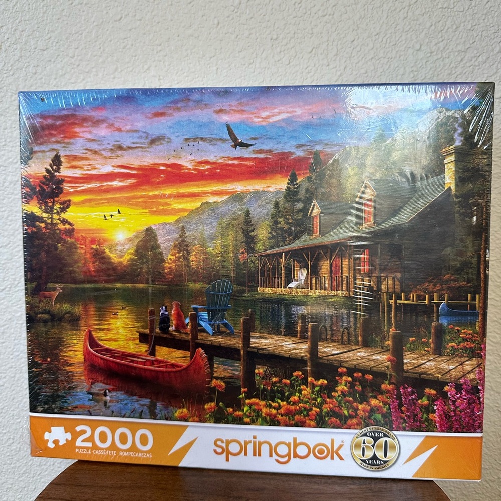 Springbok 2000 Piece Puzzle “Cabin Evening Sunset” Sealed